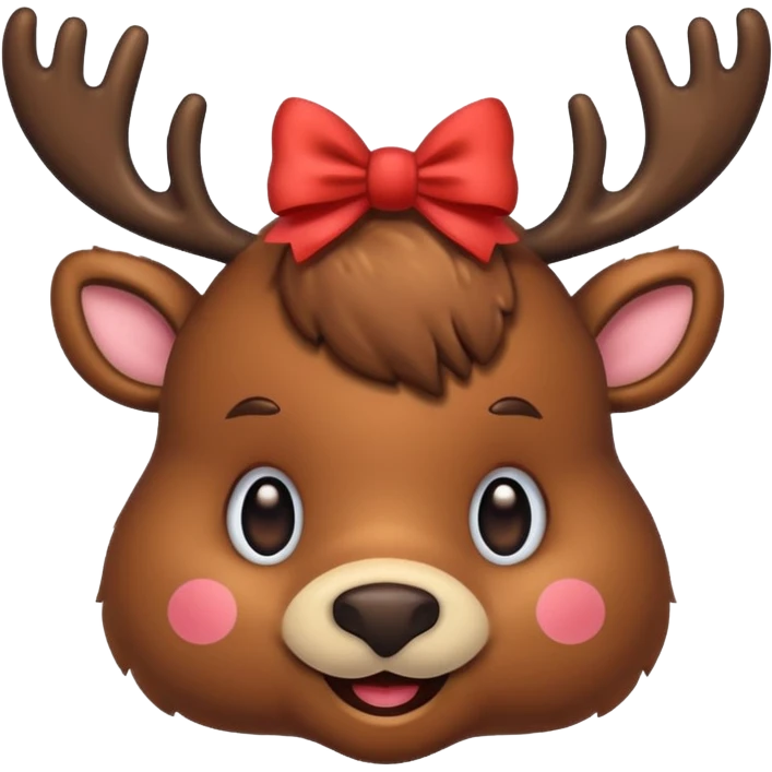 Reindeer with cute bow emoji