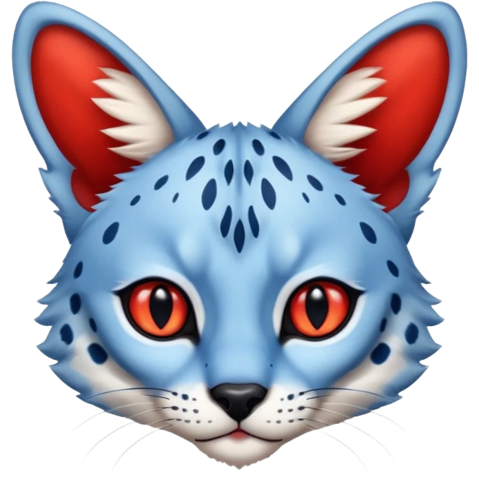 Blue serval with red eyes emoji