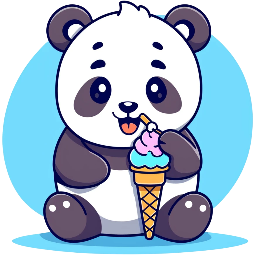 Panda eating ice cream emoji