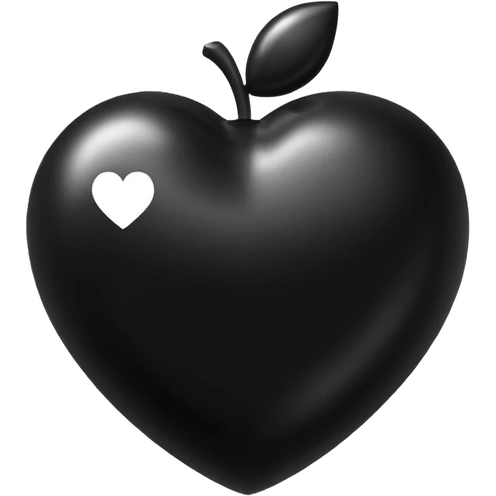 Apple-style 3D emoji of a shiny black heart, smooth and glossy surface, simple and elegant design, no background. emoji