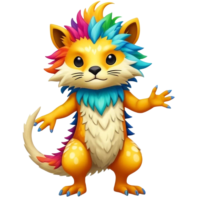 a vibrant colorful edgy vernid-fionbri-creature with splash patterns full body emoji
