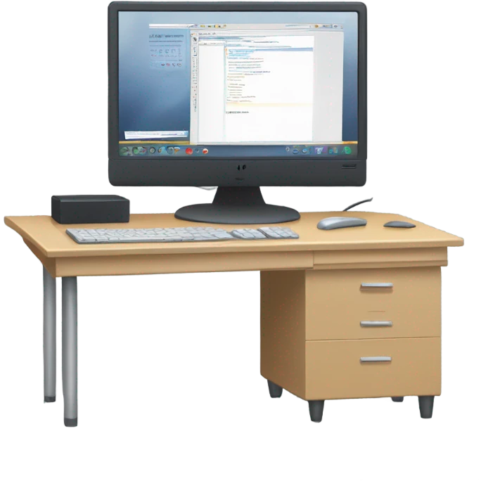 desktop computer on desk back view emoji