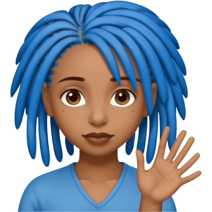 brown girl with blue locs saying fuck you emoji