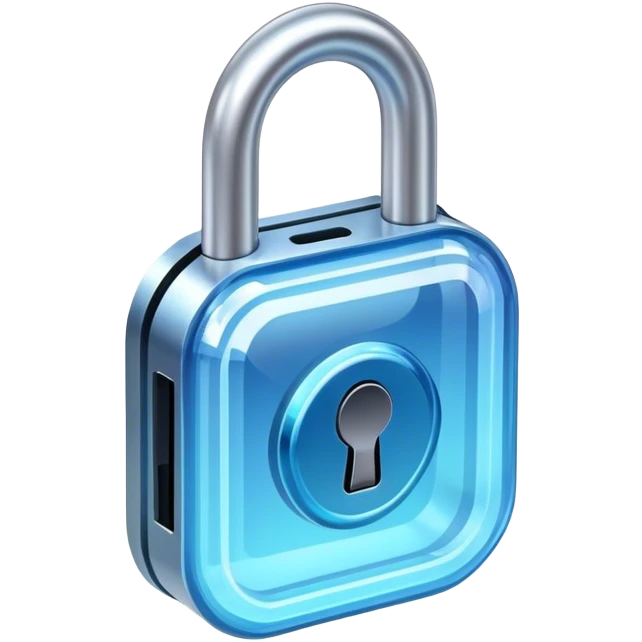 Holographic and glassmorphic blue lock emoji