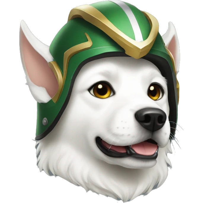 loki as a white dog with helmet emoji