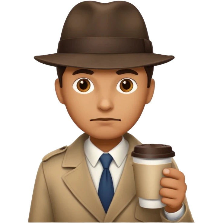 detective with hat and coffee cup emoji