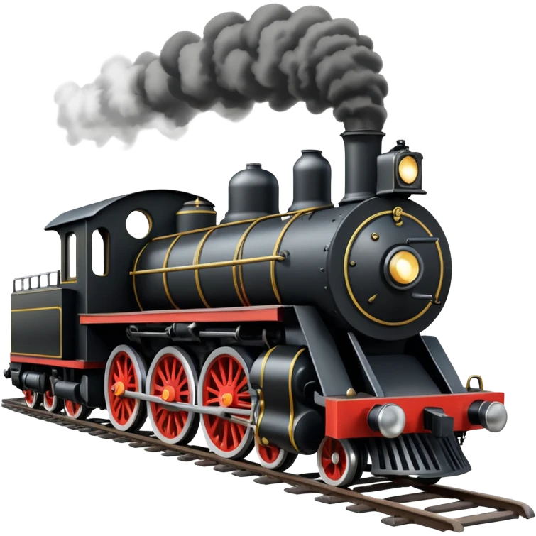 straight on view of an old-fashion steam train coming down the tracks emoji