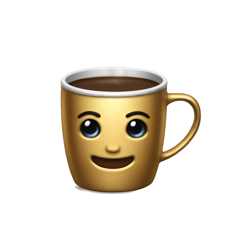 vintage Metallic Gold mug of coffe emoji