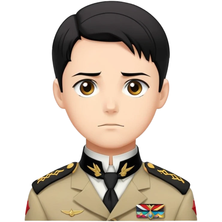 Levi Ackerman from Attack on Titan, with black undercut hair, serious expression, Scout Regiment uniform with cravat emoji