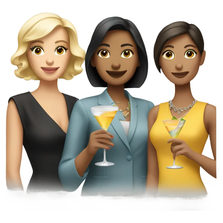 Two blonde women 1 brunette women drinking martinis  emoji