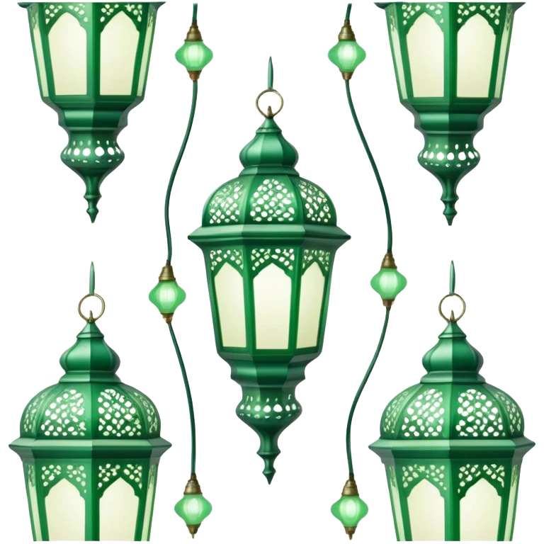 Rococo vintage style green white Ramadan lights emoji