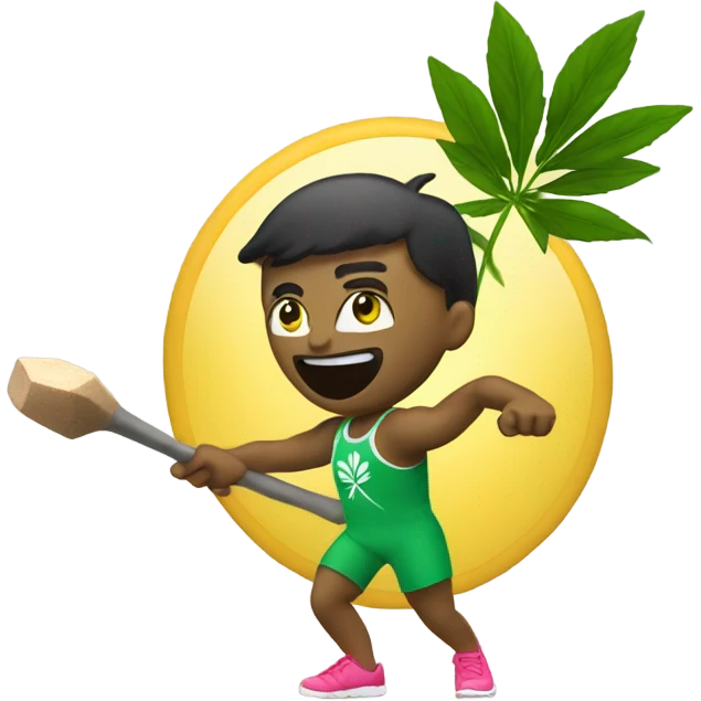 Weed plant throwing Olympic hammer throw emoji