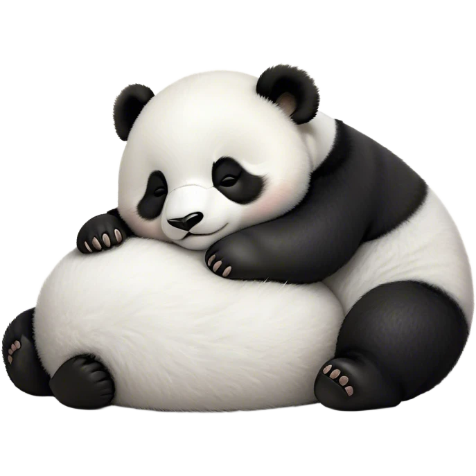 Meme-Worthy Cute Sleeping Baby Panda Portrait Emoji, Head resting peacefully with a contented smile, showcasing a tiny, irresistibly fluffy build and a luxuriously soft black and white Fur, eyes shut in a serene, restful nap, Simplified yet hilariously adorable features, highly detailed, glowing with a soft, drowsy light, high shine, relaxed and utterly lovable, stylized with an air of playful laziness, bright and heartwarming, soft glowing outline, capturing the essence of a comically sleepy baby panda, so meme-worthy it feels like it could instantly become the next viral sensation of adorable slumber! emoji