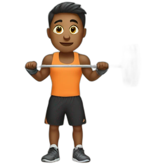 A boy in the gym with a barbell emoji