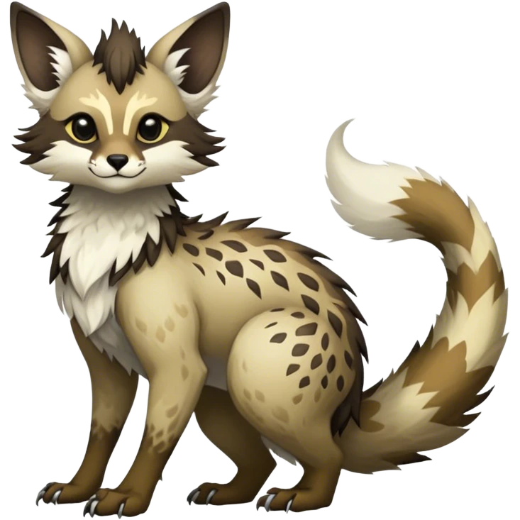 Feral Rare Fantasy Vernid-Trico-species by LiLaiRa, random markings, tufted tail, tufted ears, full body emoji