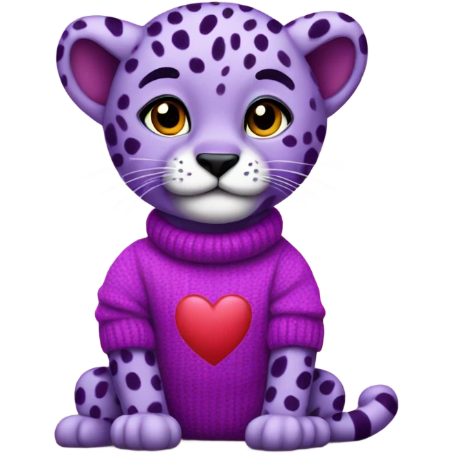 Purple cheetah in a valentines jumper emoji