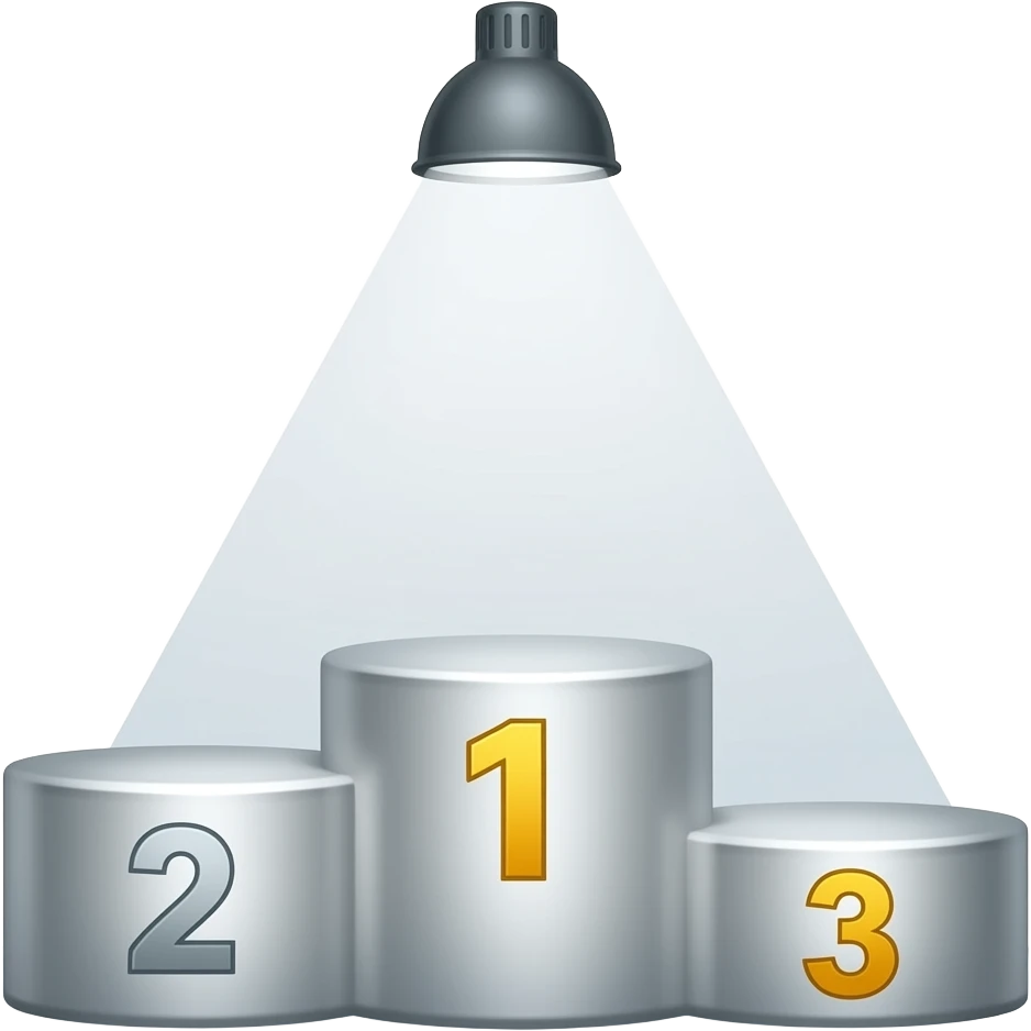Podium three rank places with spotlight emoji emoji