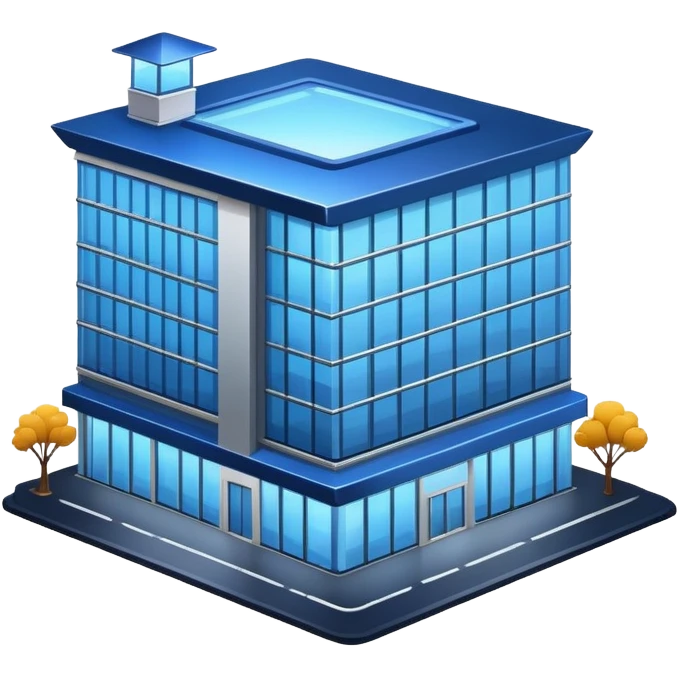 building in the night with blue sign on the roof emoji