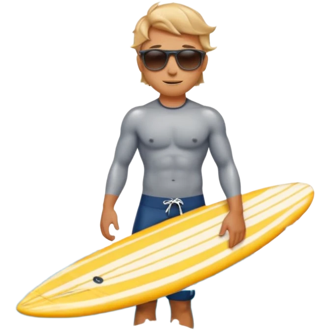 marine style emoji with waves, whale, male shirtless surfer, summer atmosphere with sun and warm  emoji