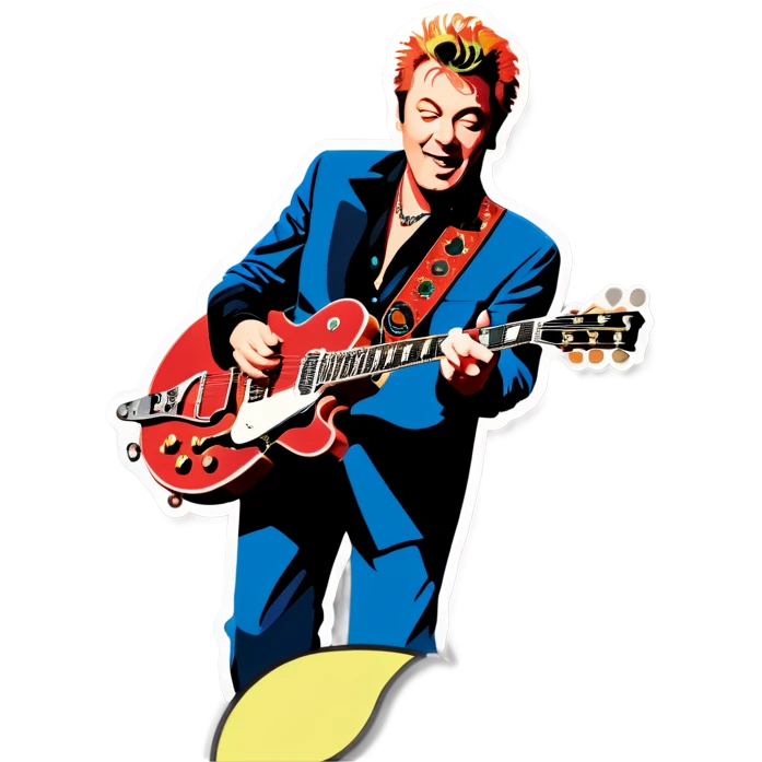 Brian Setzer playing the cherry-colored Gretch guitar emoji