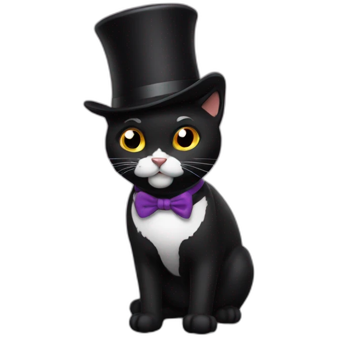 Black Cat with top hat and mustache emoji