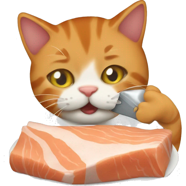  tabby orange cat eating tuna  emoji