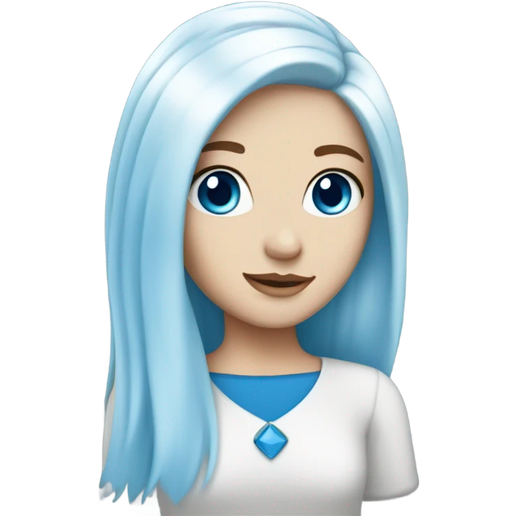 White & blue hair, blue eyes, white girl emoji