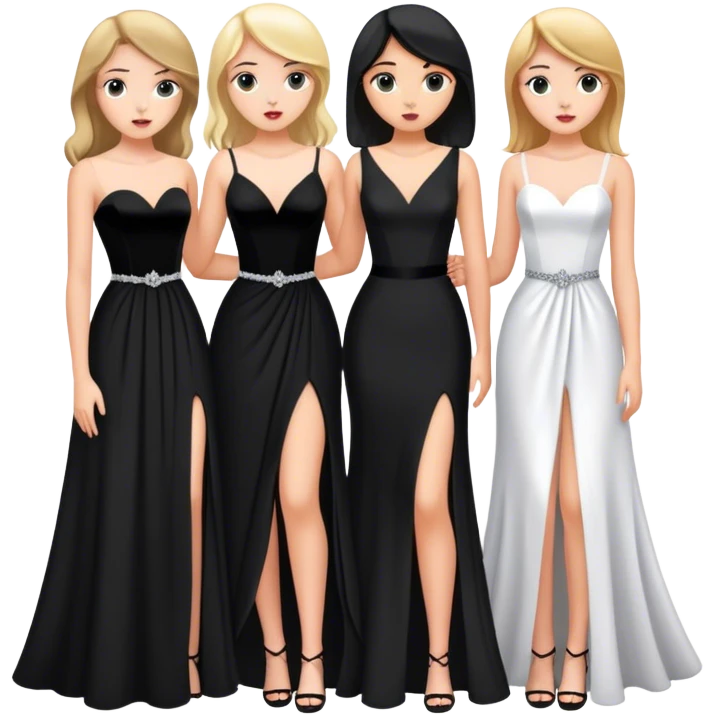 a group of white girls in black prom dresses emoji