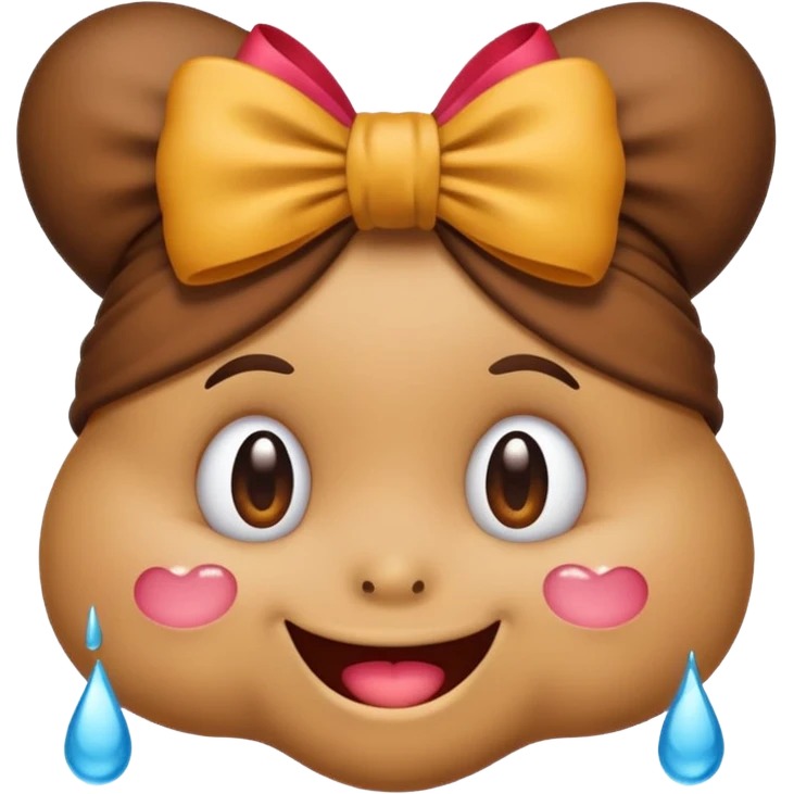 Emoji I phone Type, happy poo with tears a bow on the head emoji