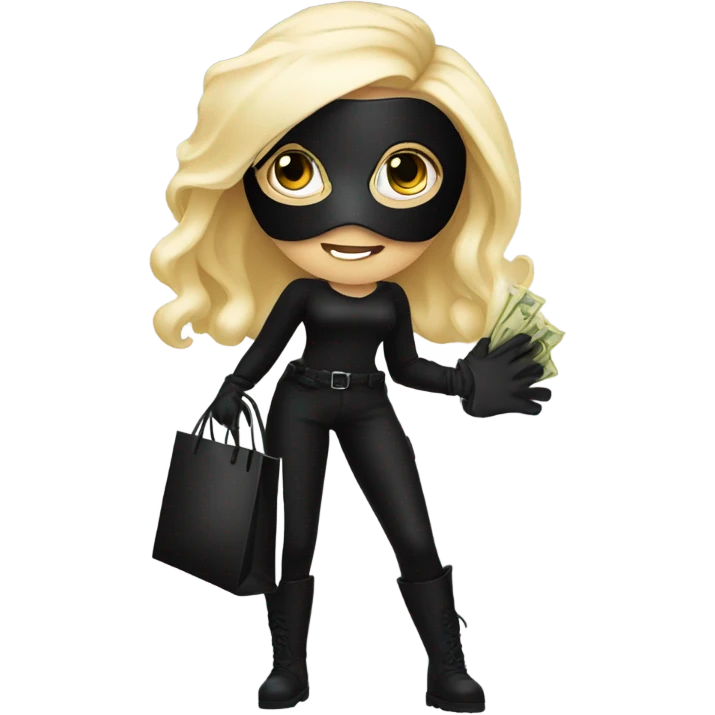 White blonde girl dressed as a burglar  emoji