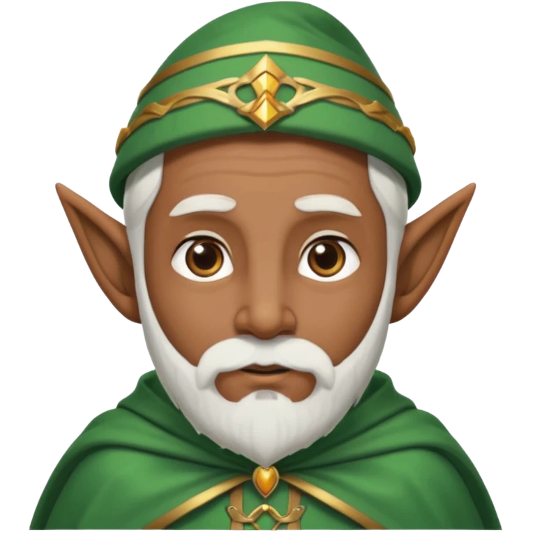 Wise elf with white beard, brown skin and cape emoji