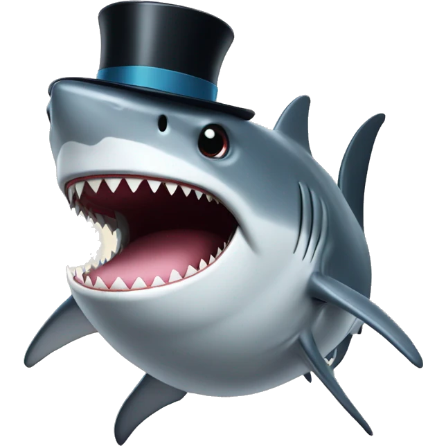 Shark with a top hat emoji