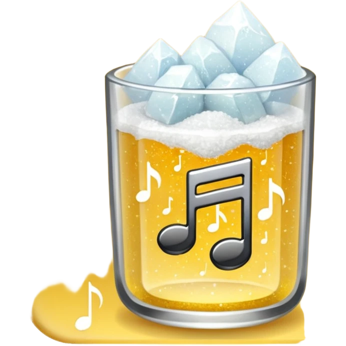 salt in the glass, sparkle icon(yellow), and music note in a row emoji