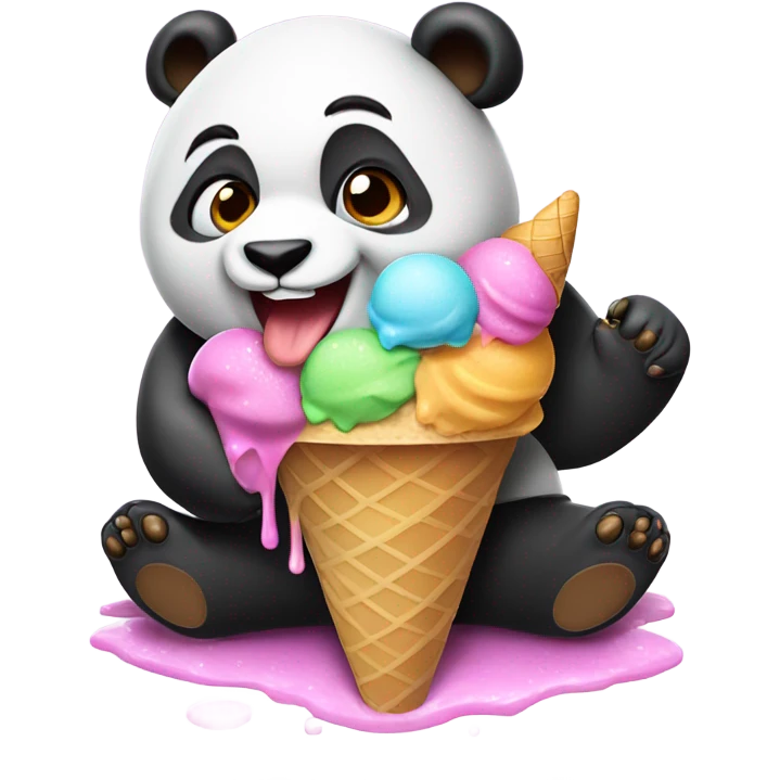 Panda eating ice cream emoji