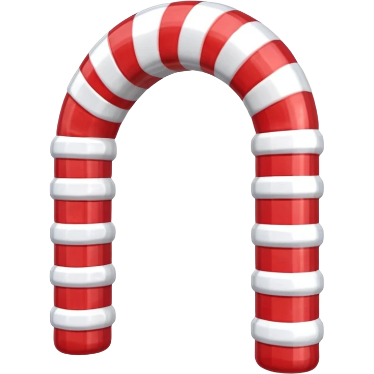 3D render of Candy Cane Arch, made entirely of dessert materials, glistening sugar crystal texture, glossy red and white striped hard candy, delicious confectionery aesthetic, Apple emoji style, isolated on white background --v 6.0. emoji