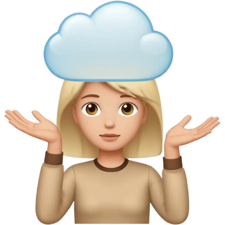 Open palms face up holding a thought bubble emoji