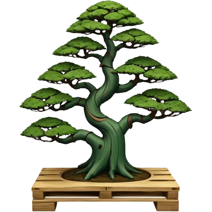 standing slanted bonsai trees rack made from the pallet wood  emoji