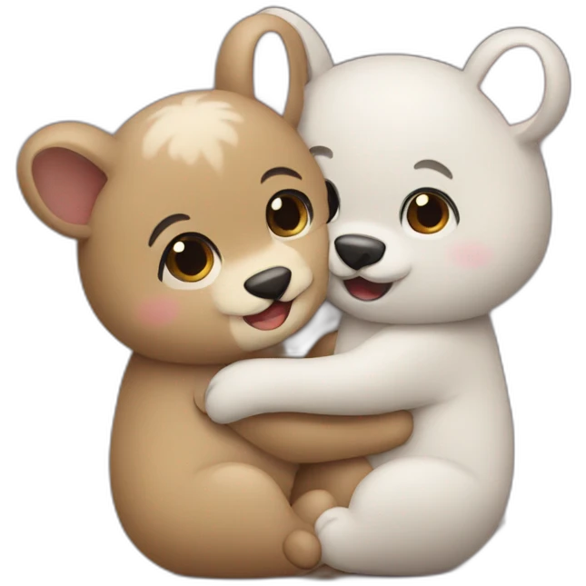 Cute animals hugging emoji