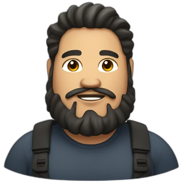 fat man with wavy long black hair and a beard emoji