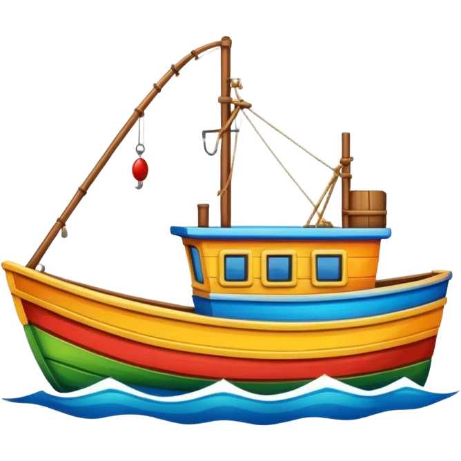 colorful fishing boat on water emoji