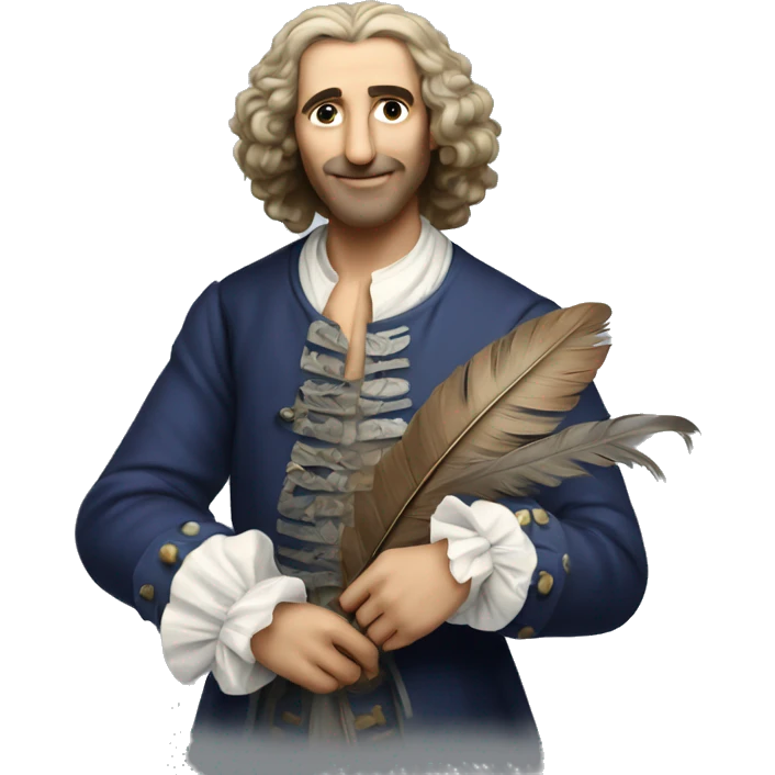 Molière holding a feather in his hand emoji