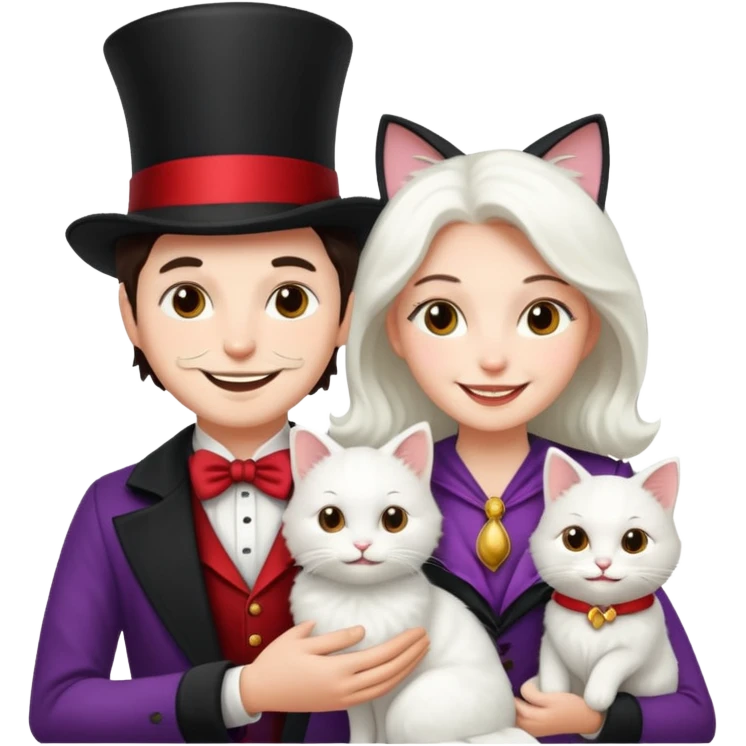 magician couple and their pet cat emoji