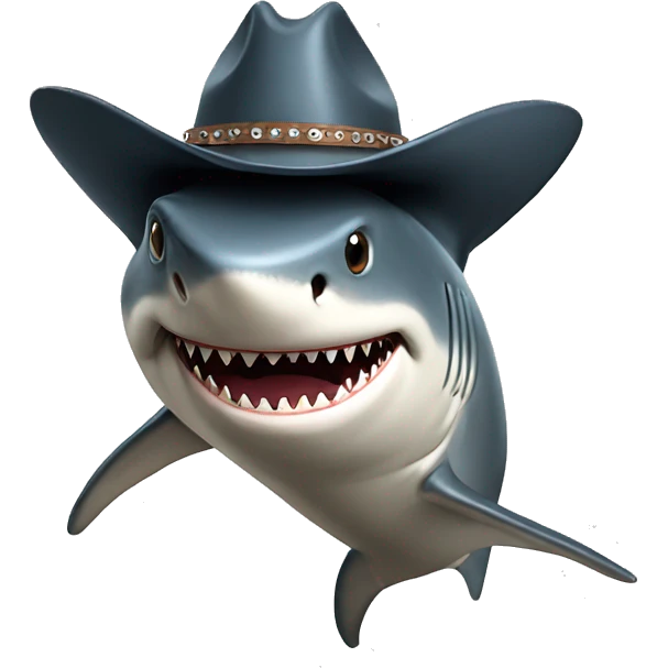 Shark wearing a cowboy hat emoji