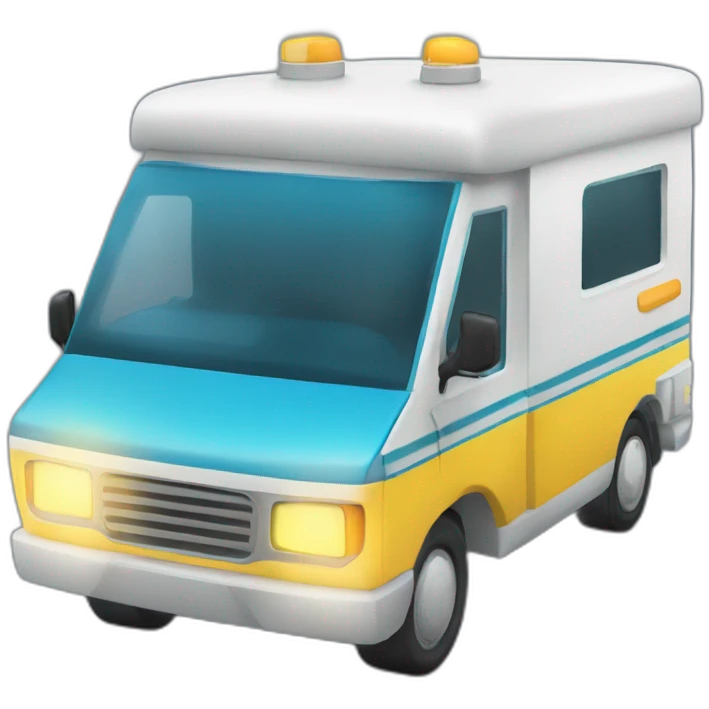 Ambulancia amarilla con luces azules  emoji