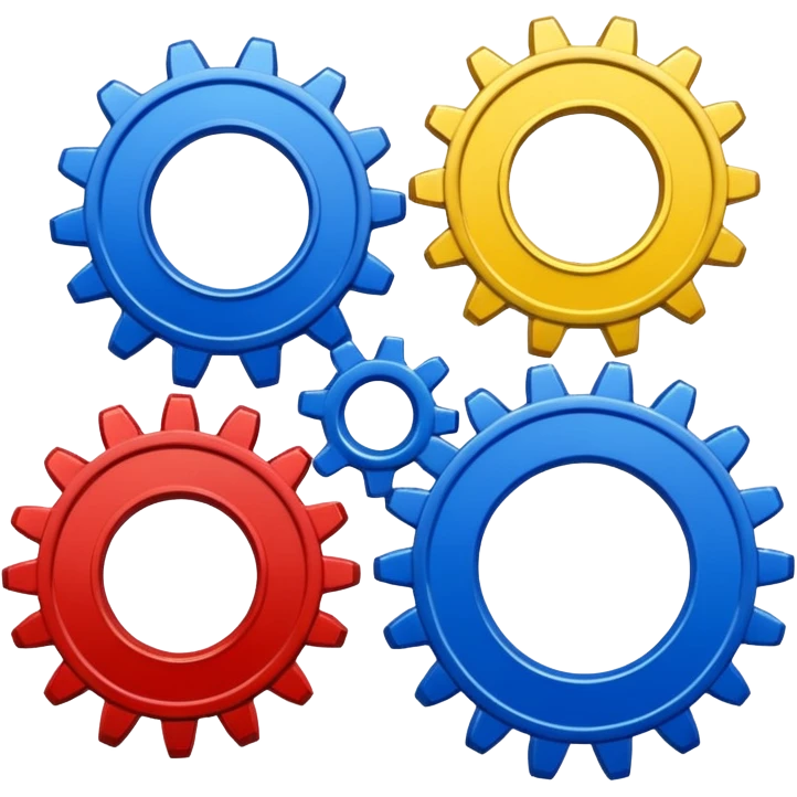 3 cogs made of paint emoji