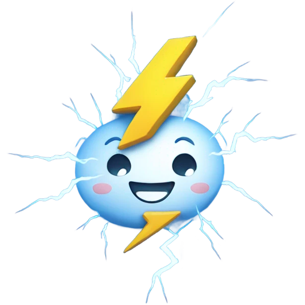 lightning with a smiling face emoji