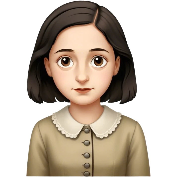 Anne Frank – Cinematic Realistic Portrait of Anne Frank, depicted with a reflective, gentle expression in period clothing, her eyes conveying hope and resilience, rendered with soft, natural lighting and delicate textures that capture the poignancy of her legacy. emoji