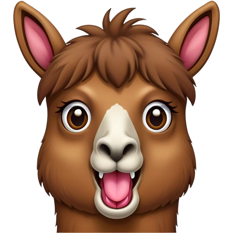 llama silly face, long tongue sticking out emoji