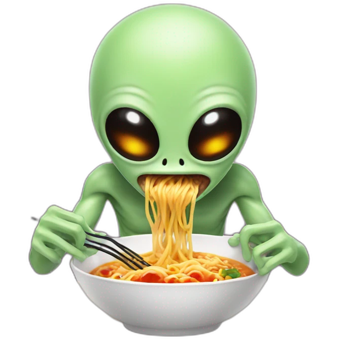 Alien eating ramen emoji