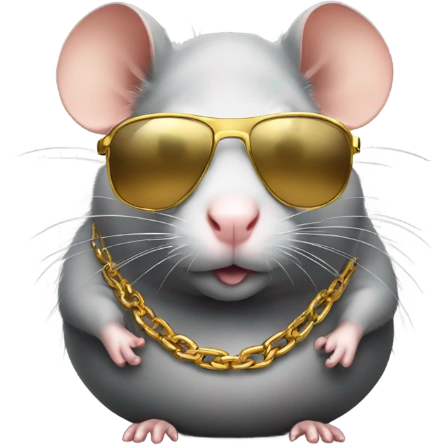 Obese rat with gold chains and sunglasses emoji